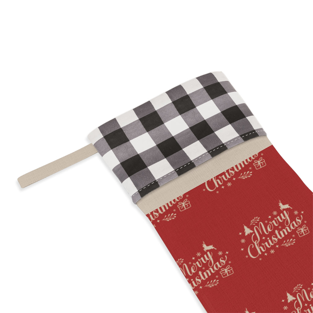 Holiday Plaid Christmas Stocking with Faux Fur Cuff - ESSENCES