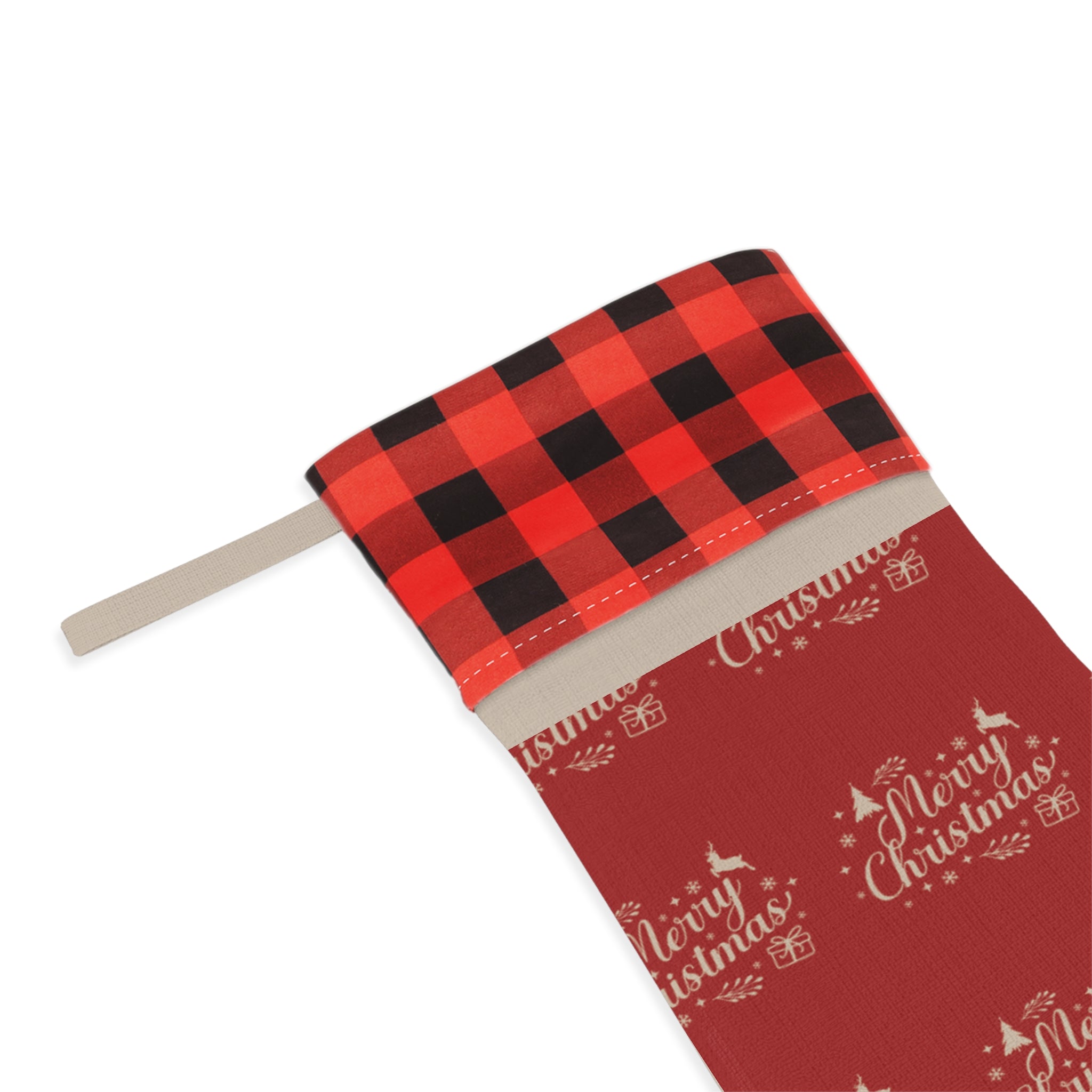 Holiday Plaid Christmas Stocking with Faux Fur Cuff - ESSENCES