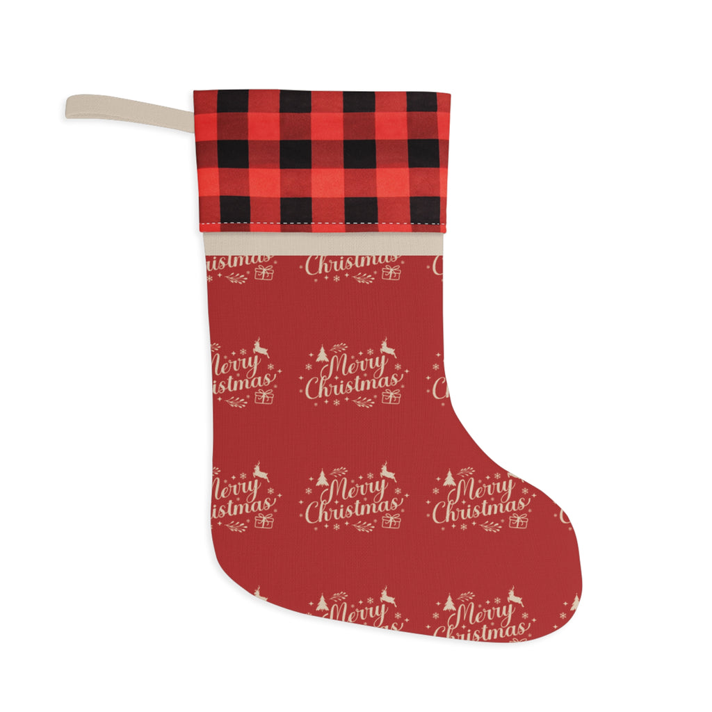 Holiday Plaid Christmas Stocking with Faux Fur Cuff - ESSENCES