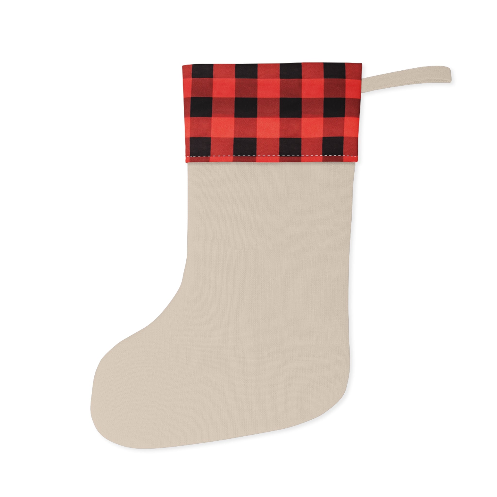 Holiday Plaid Christmas Stocking with Faux Fur Cuff - ESSENCES