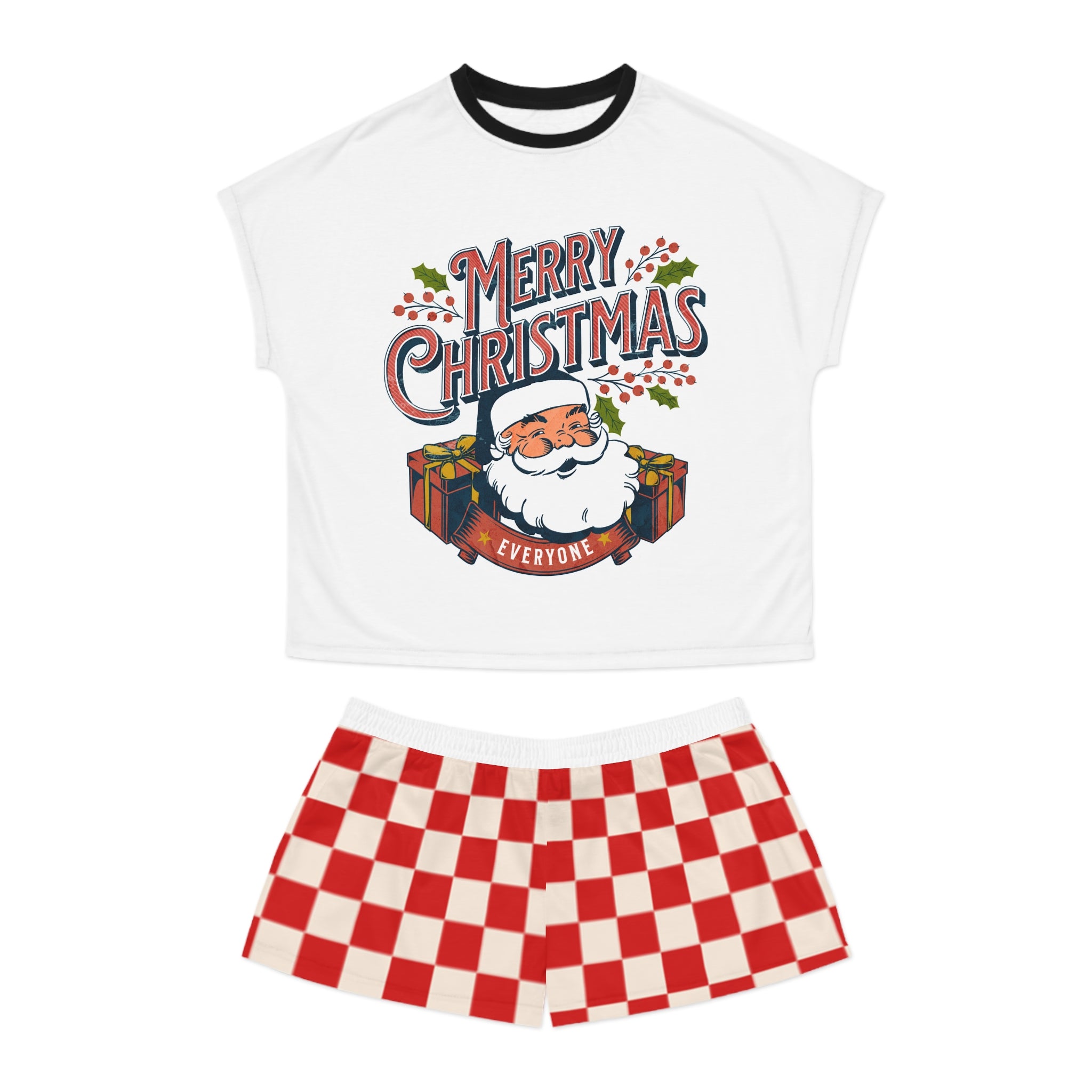 Women's Cozy Christmas Pajama Set | Short-Sleeve Flannel/Cotton Holiday PJs