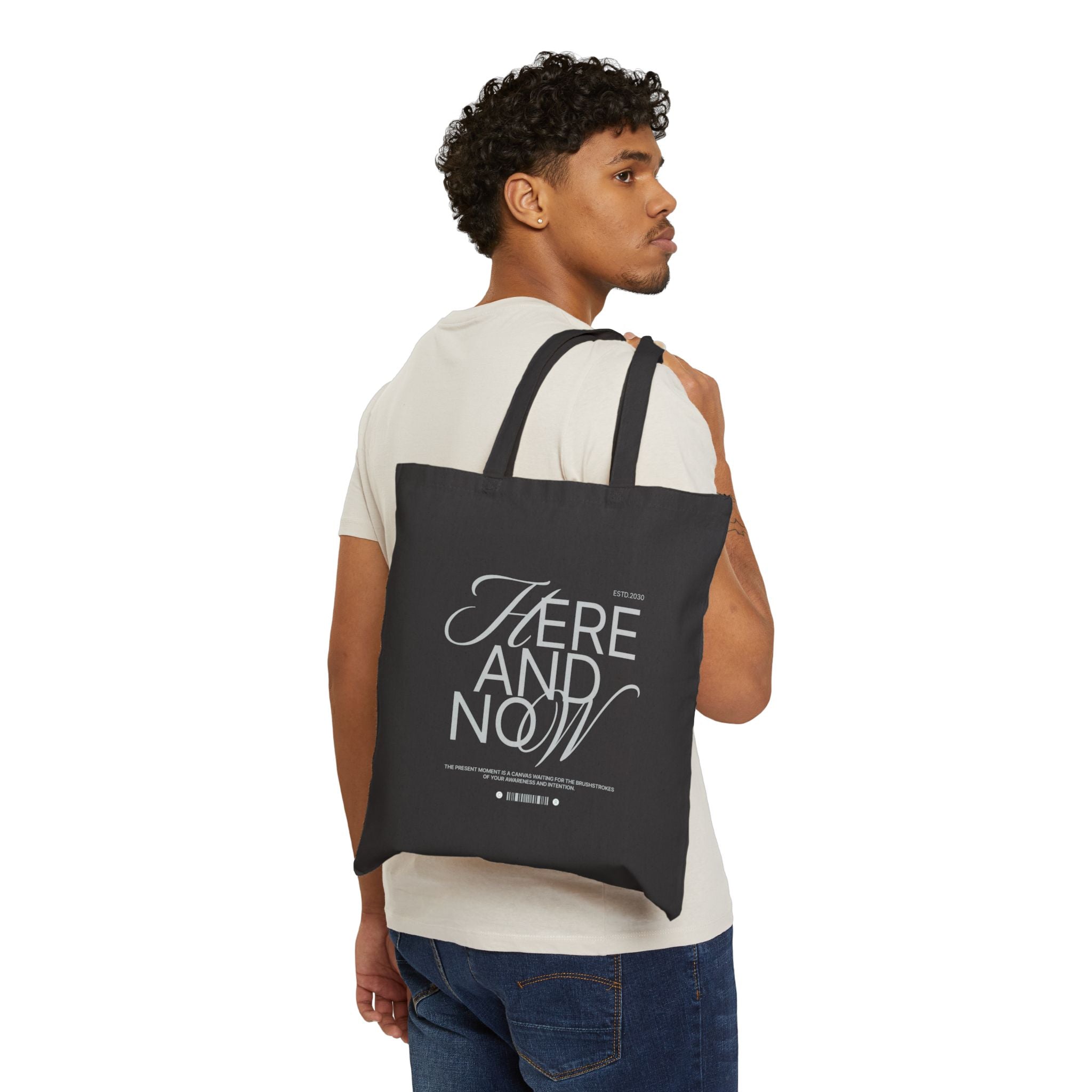 Here and Now Canvas Tote Bag — Minimalist - ESSENCES